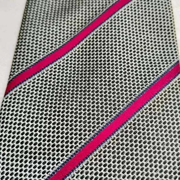 Lands' End Silk Hand Sewn Tie Necktie Red Blue Striped BLack Dots 57 x 3.75 - Picture 5 of 10